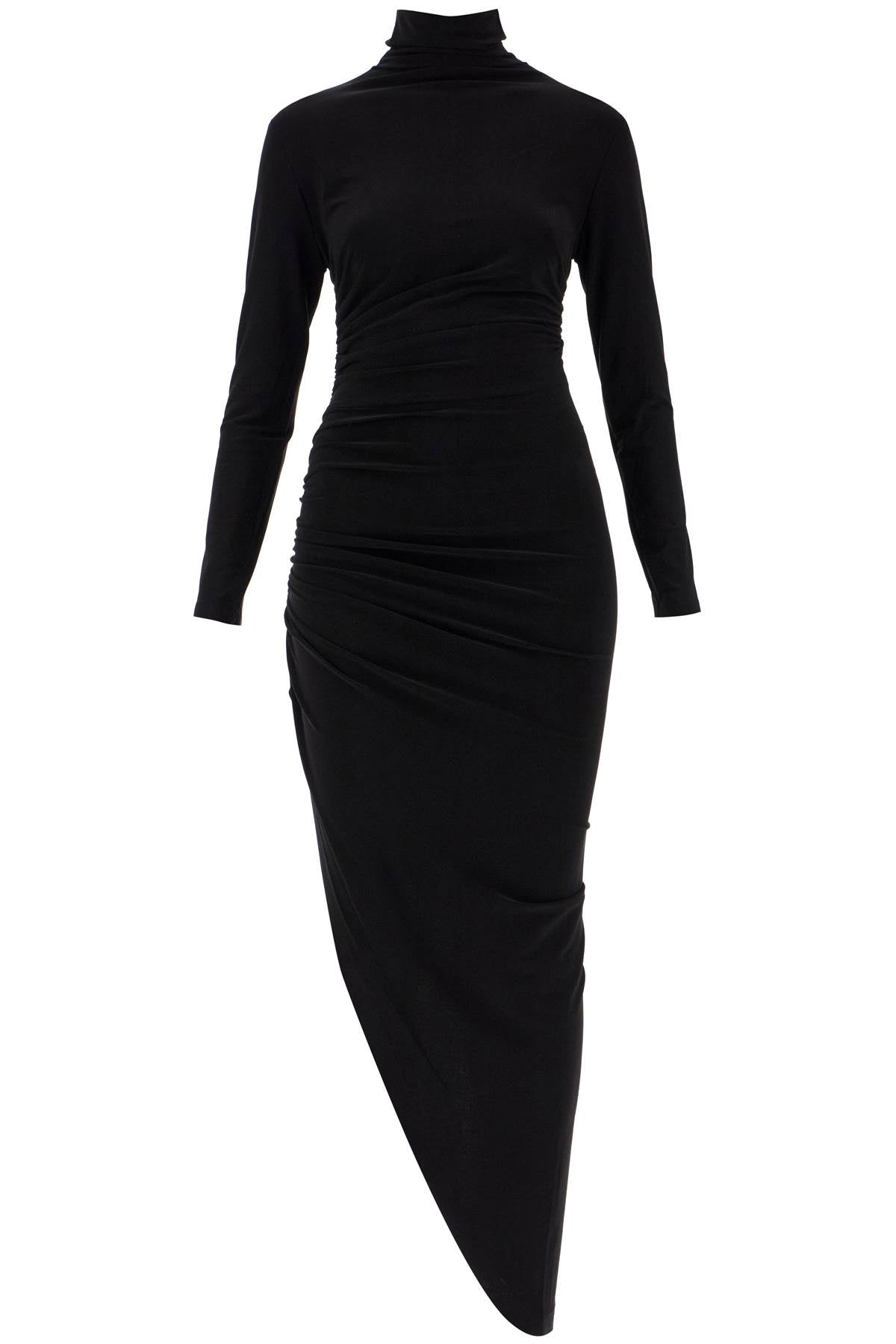 asymmetric high-neck dress