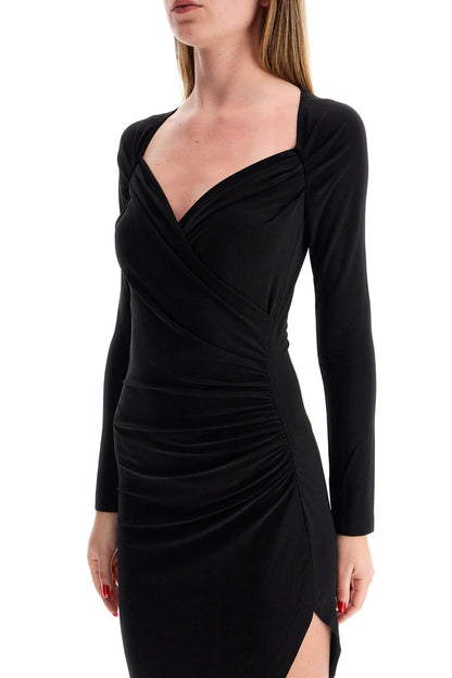 asymmetric draped jersey stretch dress in