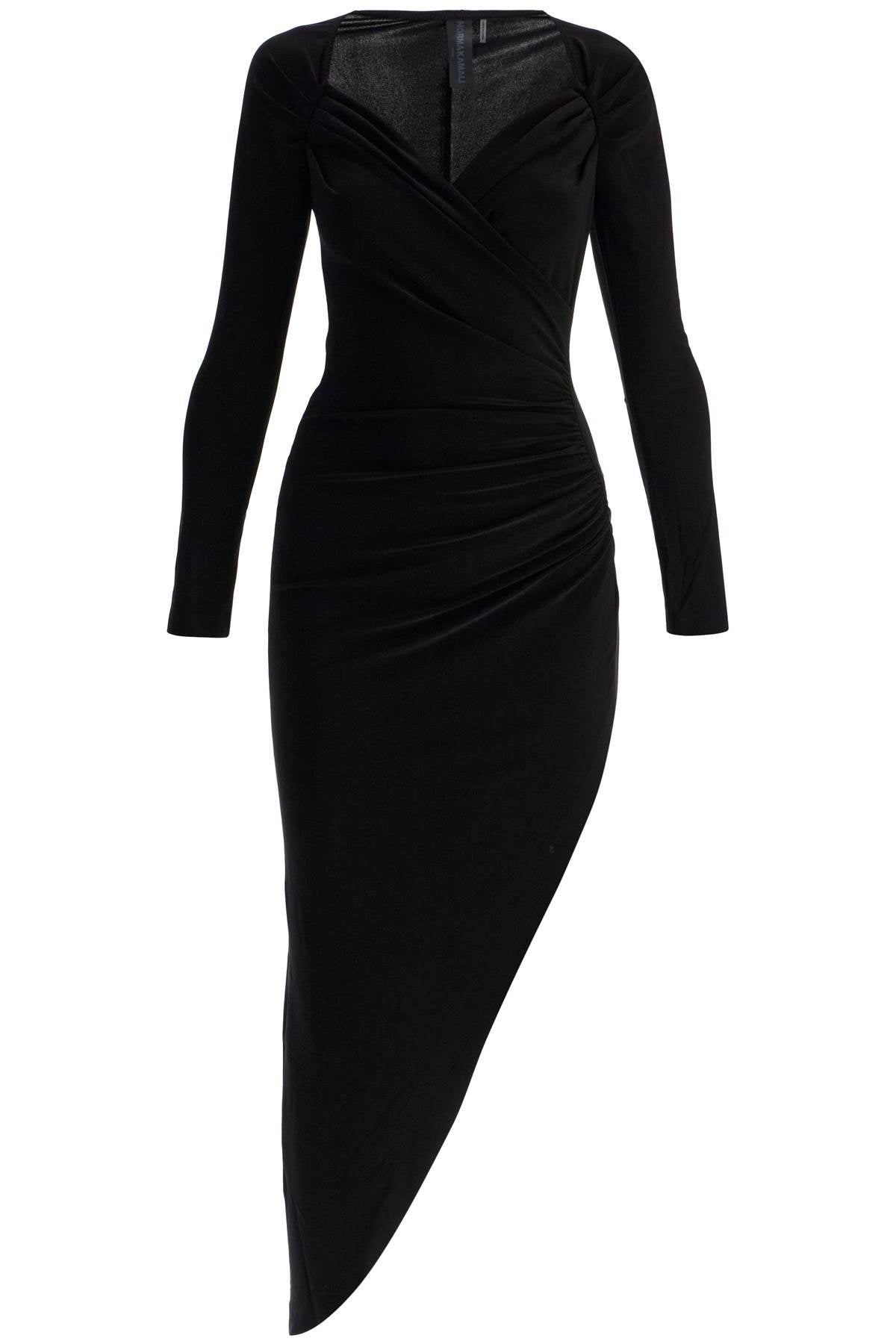 asymmetric draped jersey stretch dress in