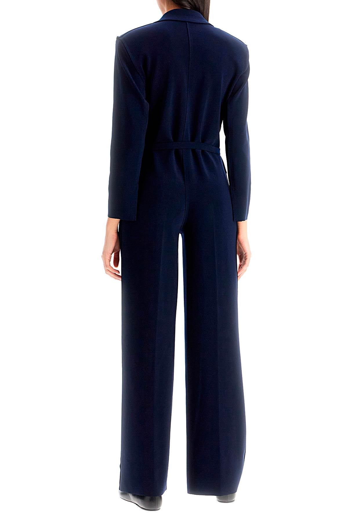 double-breasted straight leg jumpsuit