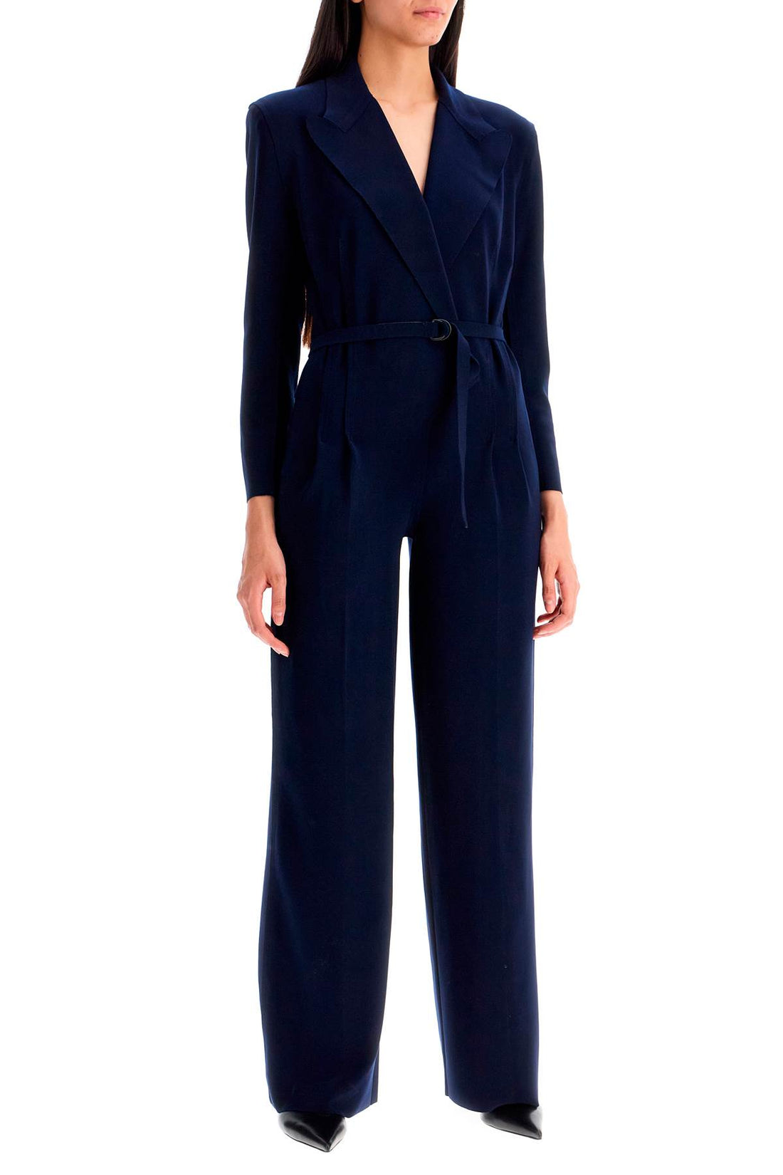 double-breasted straight leg jumpsuit