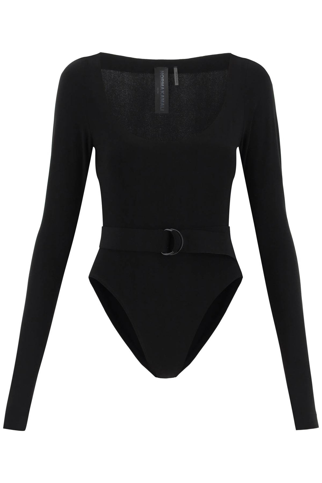 belted long-sleeved bodysuit