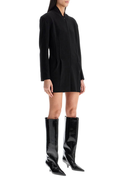 black mini slim dress with front zip