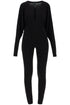 black slim fit long sleeve v neck jumpsuit