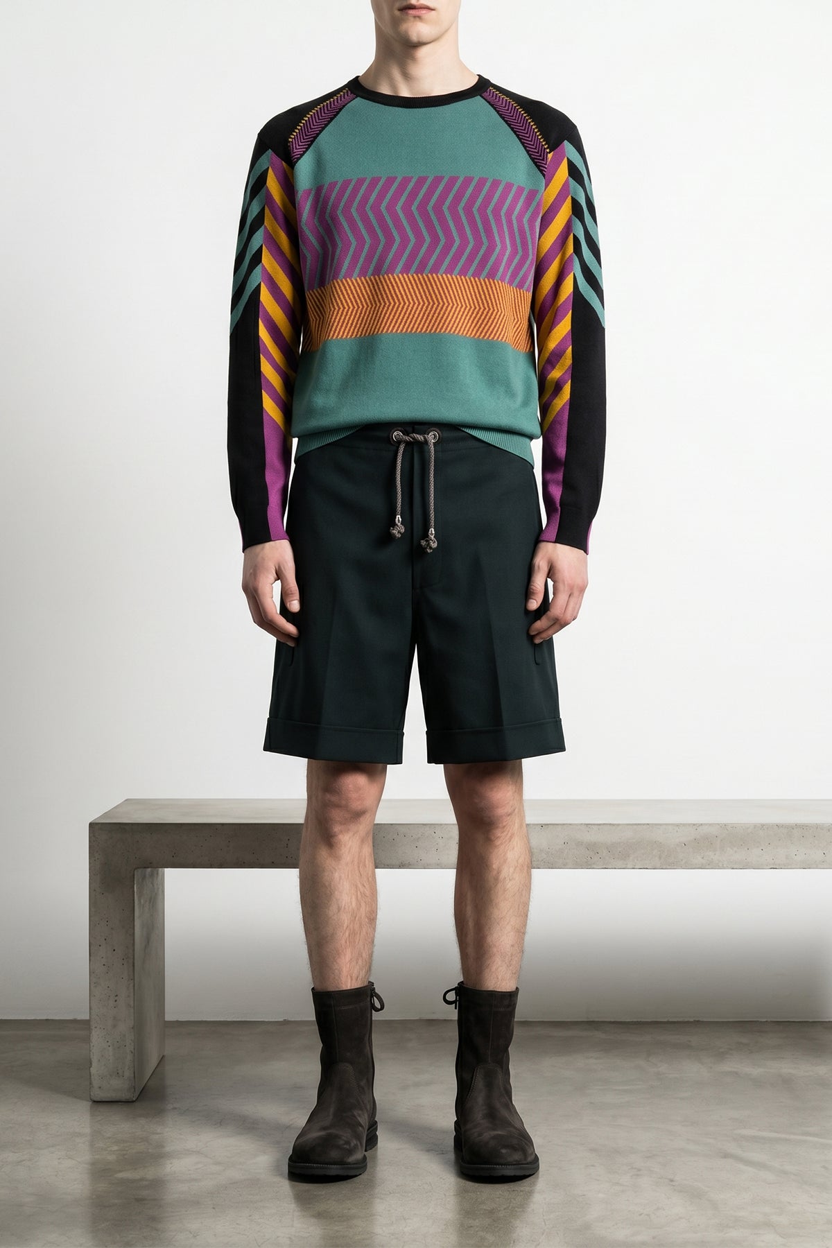 gizi panelled jacquard knit sweater