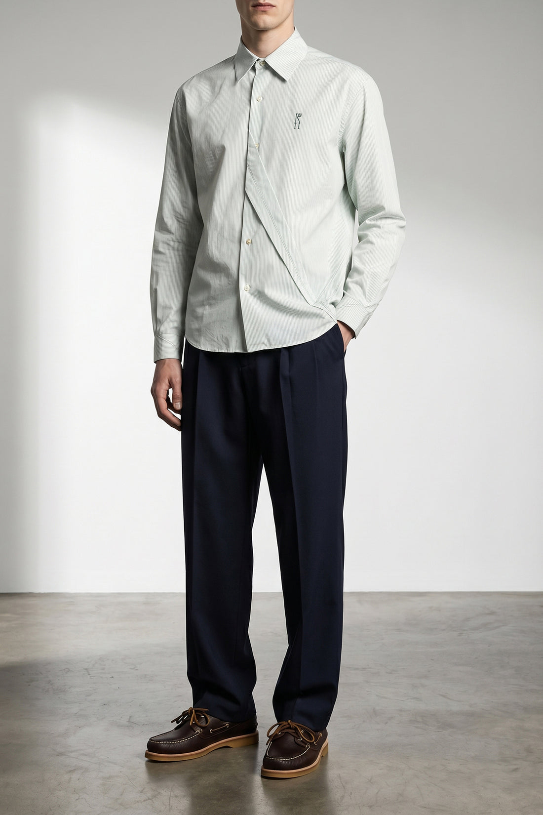KIKO KOSTADINOV 48 ohne k-dart shirt in double-striped cotton fabric