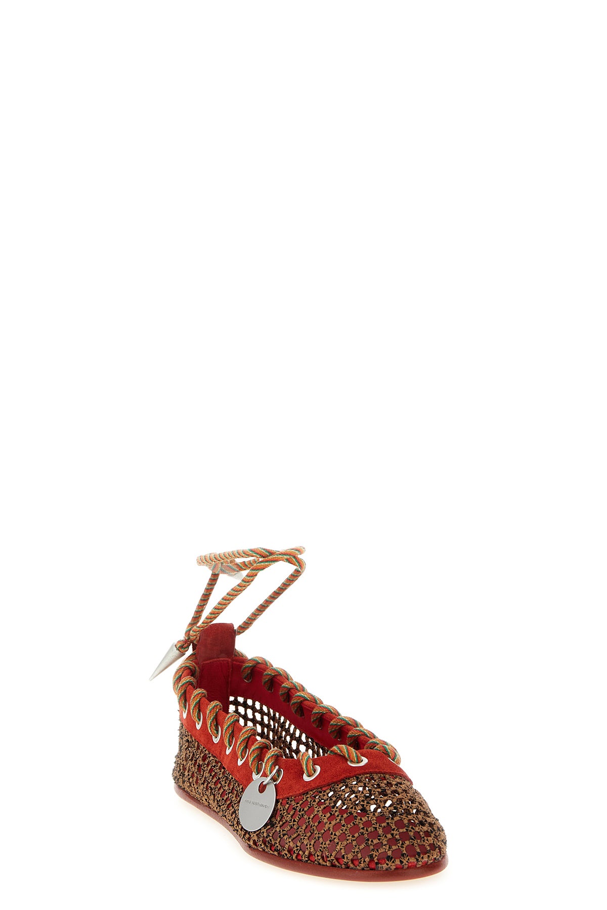 reticella ballet flats in mesh and suede fabric