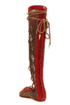 reticella boots in mesh and suede fabric
