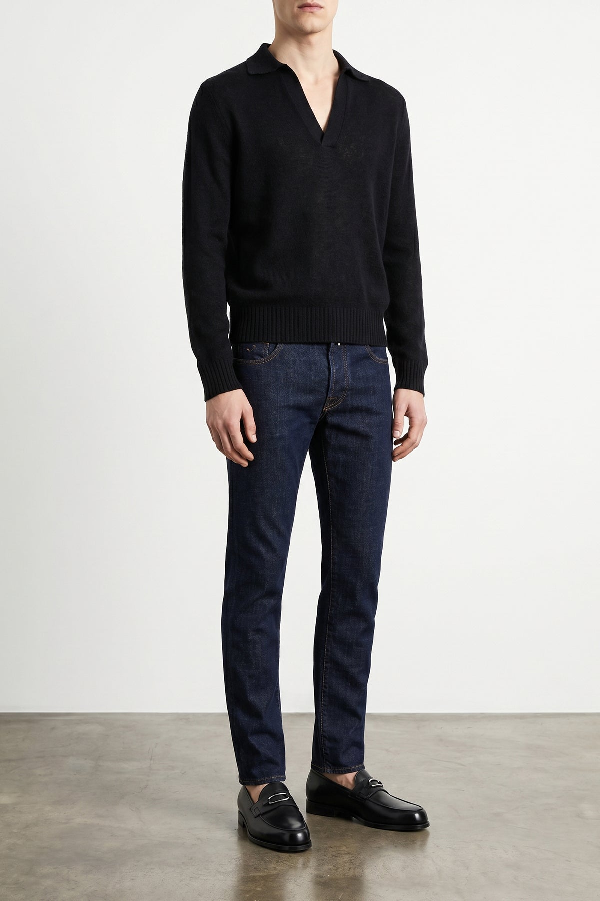 cashmere and silk knit polo shirt