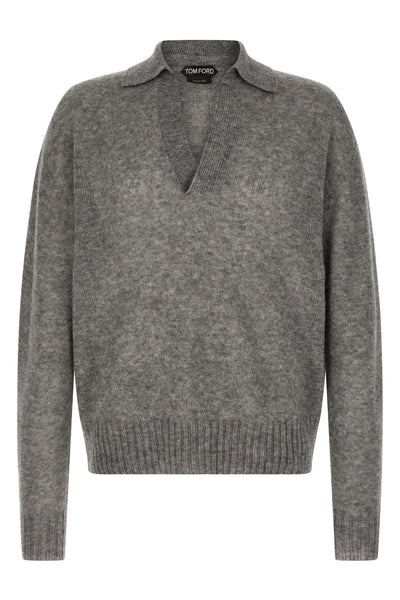 cashmere and silk knit polo shirt