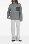 leather patch pocket wool and alpaca mélange sweater