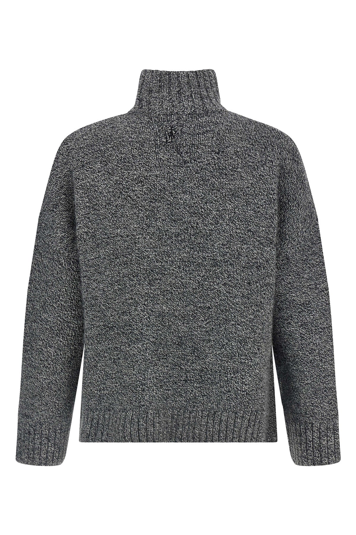 leather patch pocket wool and alpaca mélange sweater