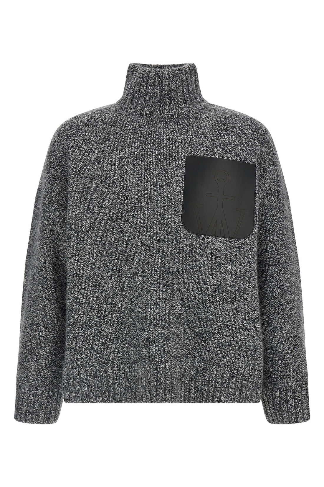J.W.ANDERSON M leather patch pocket wool and alpaca mélange sweater