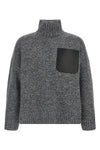leather patch pocket wool and alpaca mélange sweater
