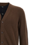 contrast layered wool and cashmere blend cardigan
