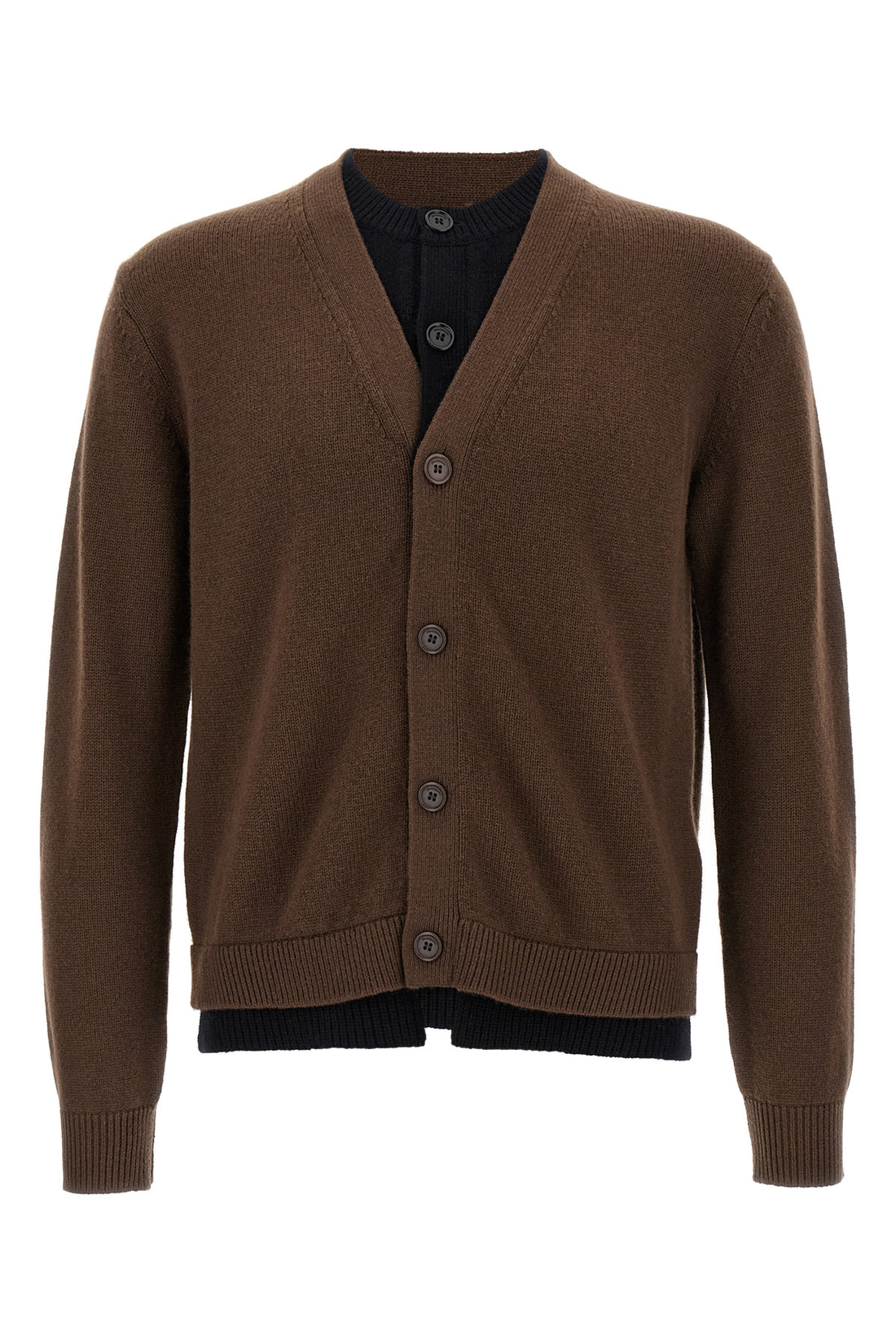 J.W.ANDERSON L contrast layered wool and cashmere blend cardigan