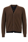contrast layered wool and cashmere blend cardigan