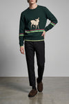 the jw anderson sheep dark green cotton crew neck sweater