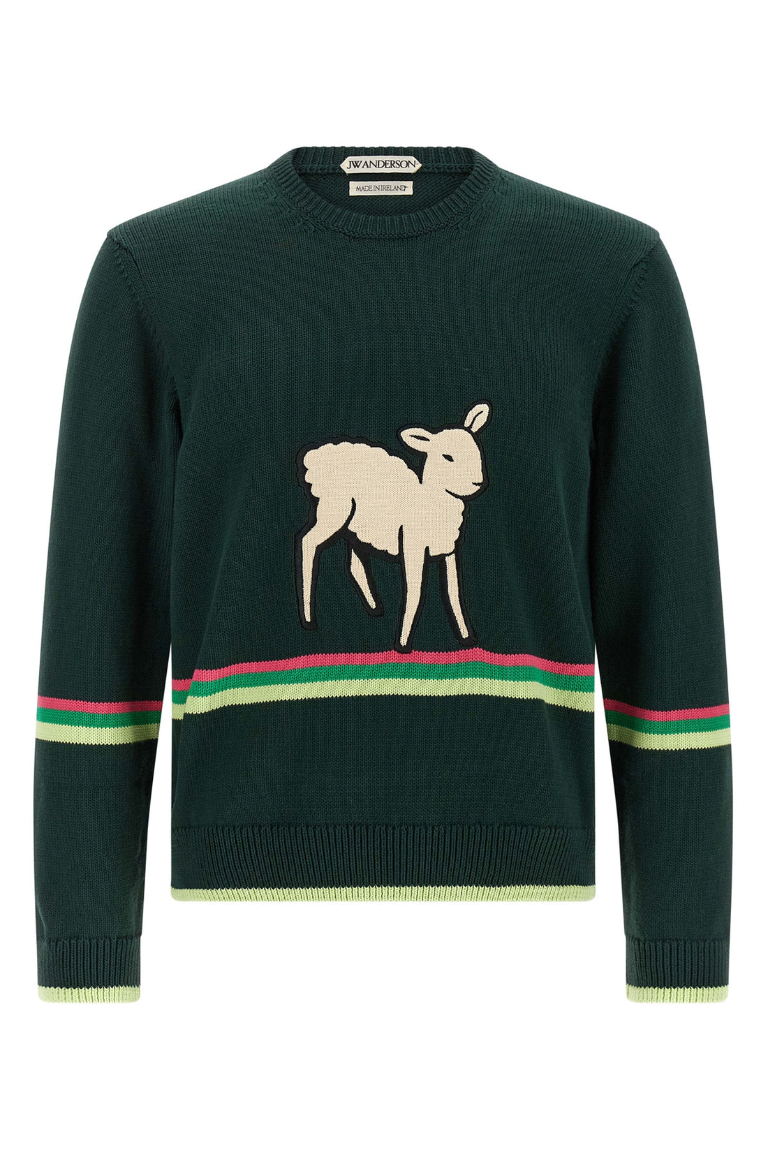 J.W.ANDERSON L the jw anderson sheep dark green cotton crew neck sweater