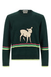 the jw anderson sheep dark green cotton crew neck sweater
