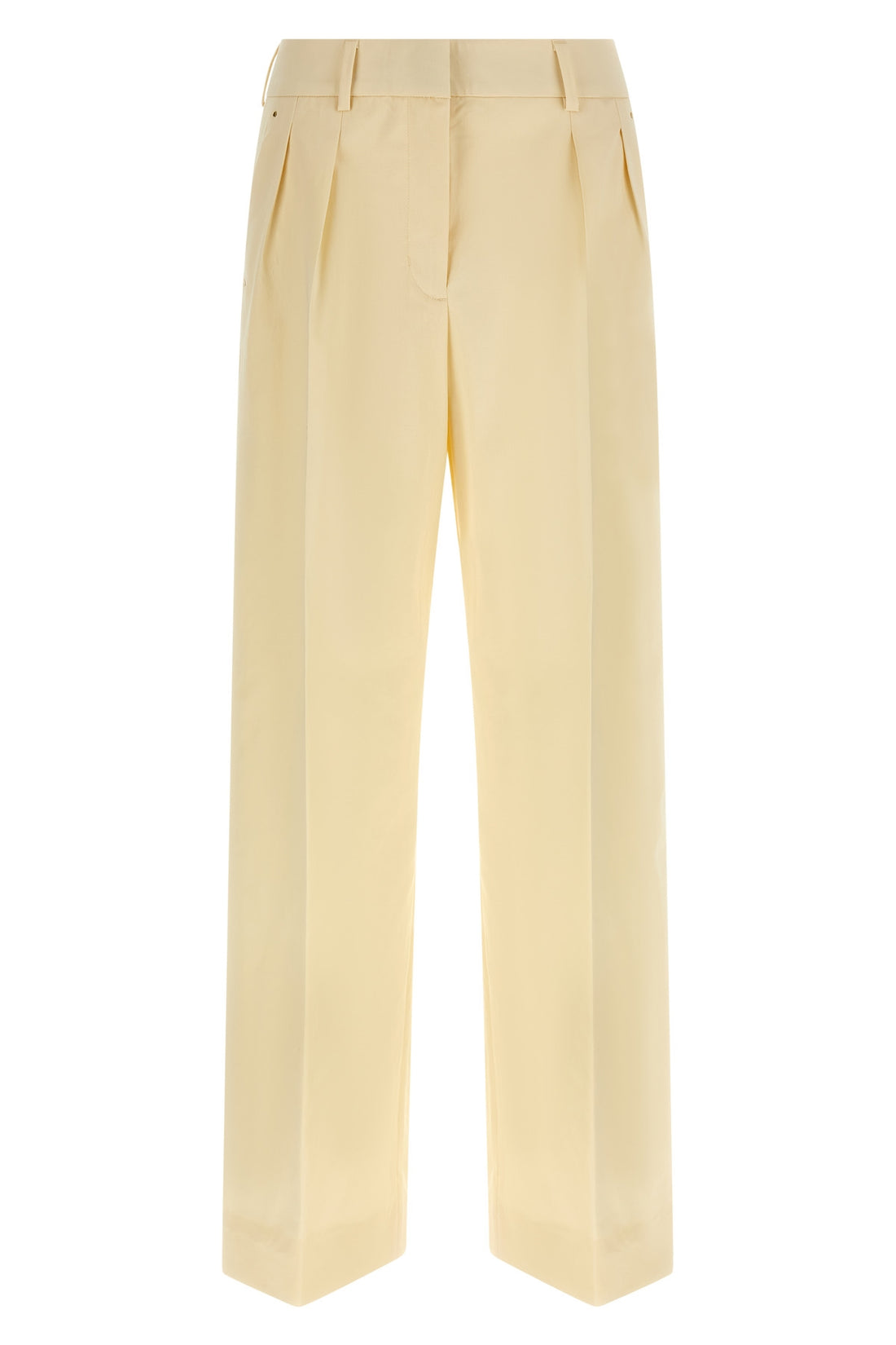 MONCLER 38 tailored cotton gabardine trousers