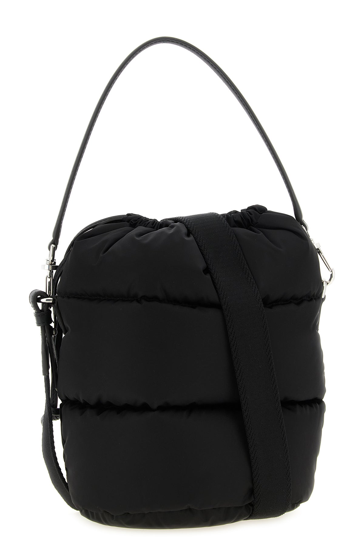 caradoc bucket bag in water-repellent padded boudin quilted nylon