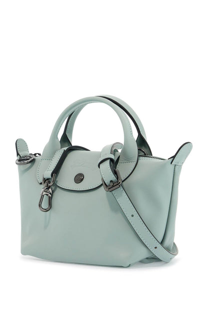 light green leather handbag le pliage xtra with zip and handles