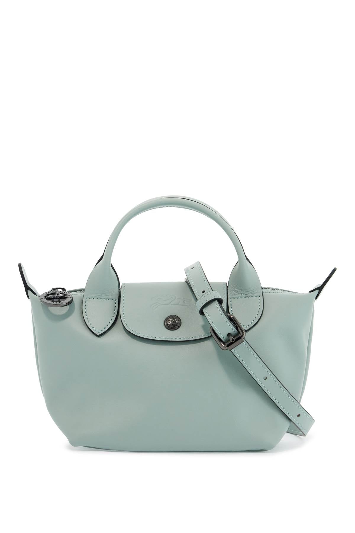 light green leather handbag le pliage xtra with zip and handles