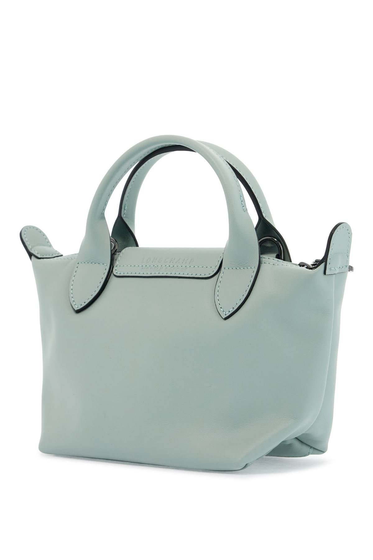 light green leather handbag le pliage xtra with zip and handles