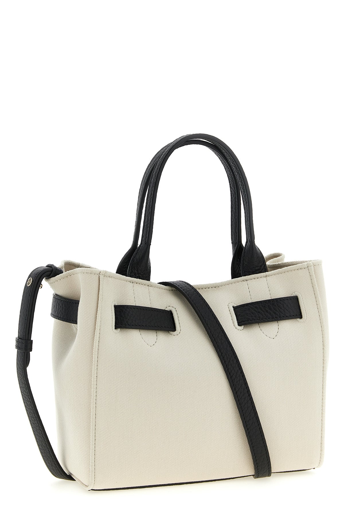 small audrey shopping bag in canvas and hammered leather