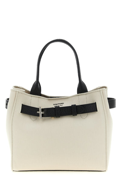 small audrey shopping bag in canvas and hammered leather