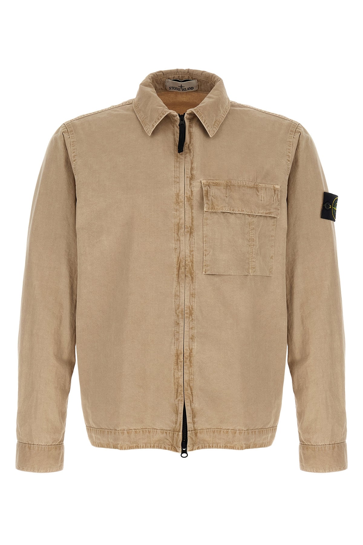 1200008 overshirt in garment-dyed brushed cotton canvas