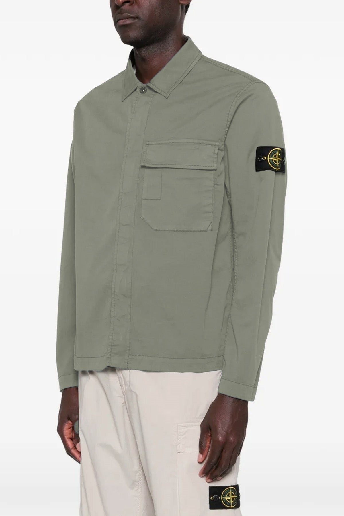 1200013 overshirt in garment-dyed stretch cotton twill