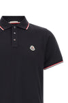 the moncler short-sleeved polo shirt in navy blue
