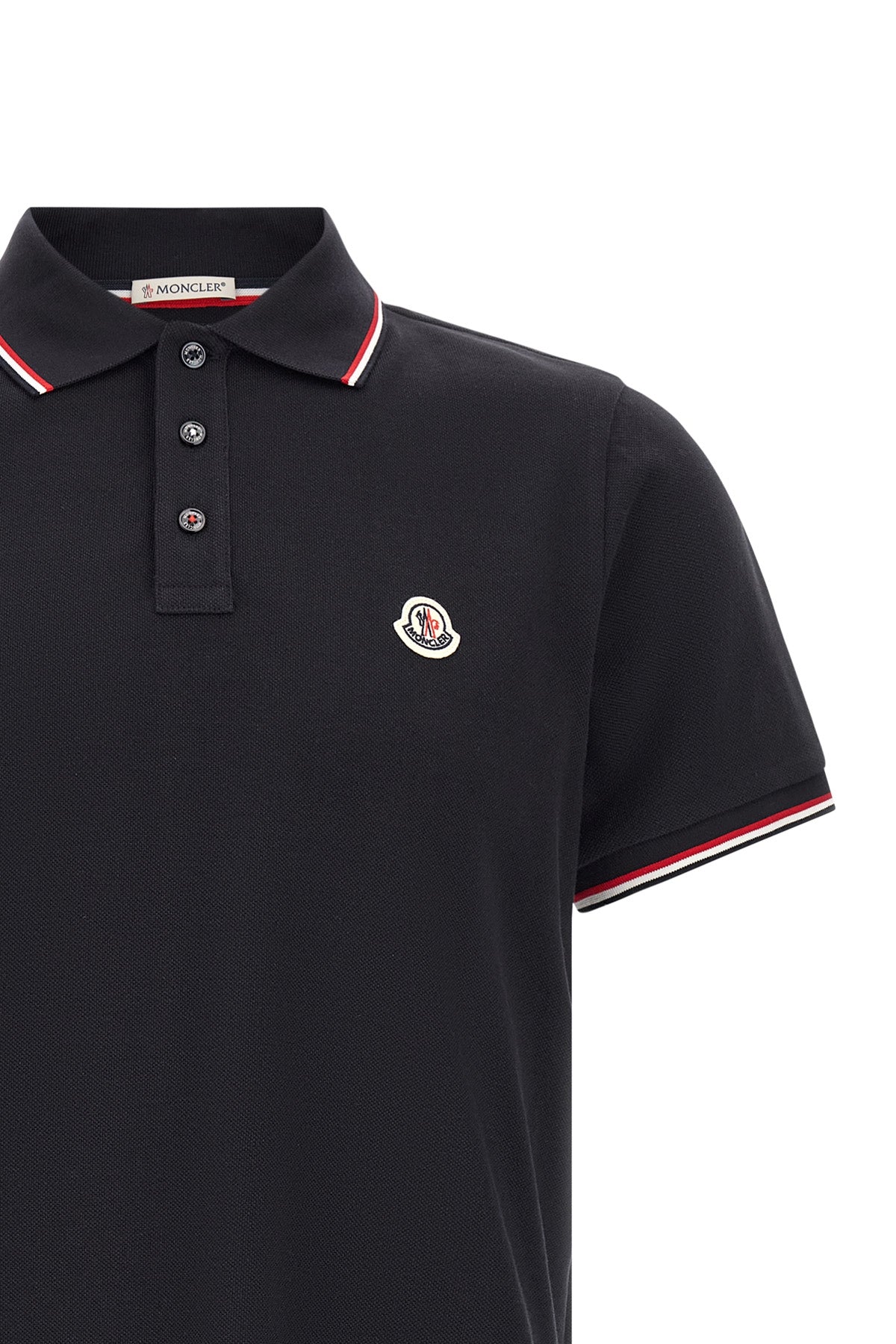 the moncler short-sleeved polo shirt in navy blue