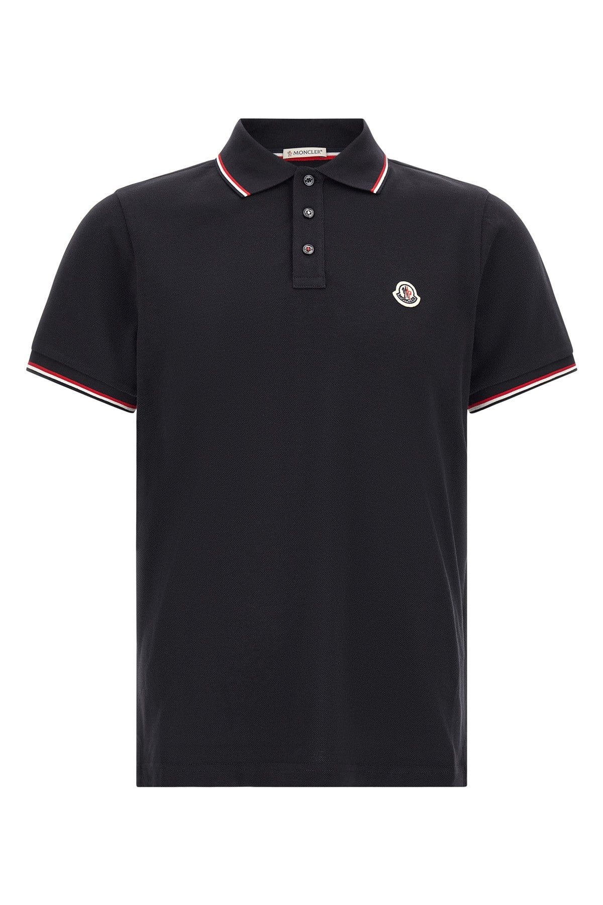 the moncler short-sleeved polo shirt in navy blue
