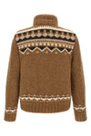 the moncler feather-padded cardigan in brown bouclé virgin wool blend