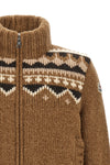 the moncler feather-padded cardigan in brown bouclé virgin wool blend