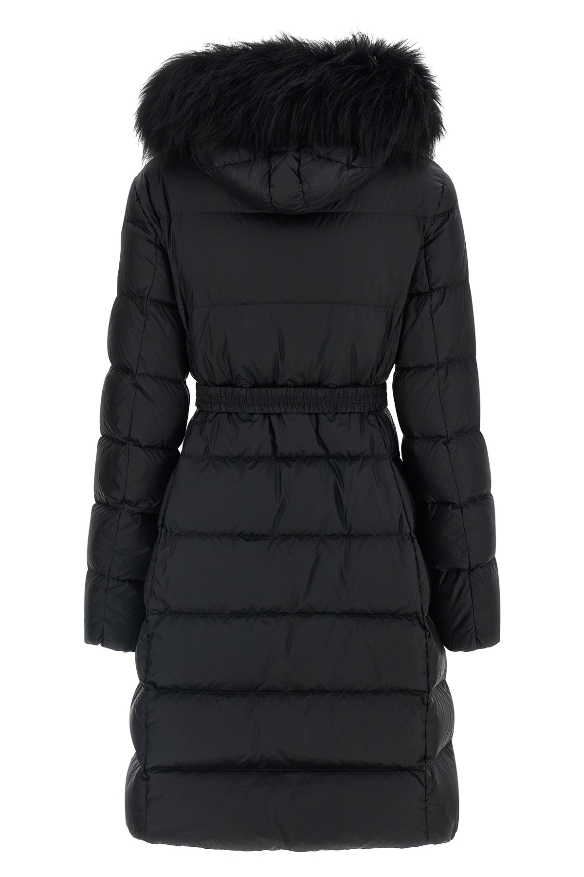 the moncler boedic long down jacket defines a rigorous silhouette through a qu