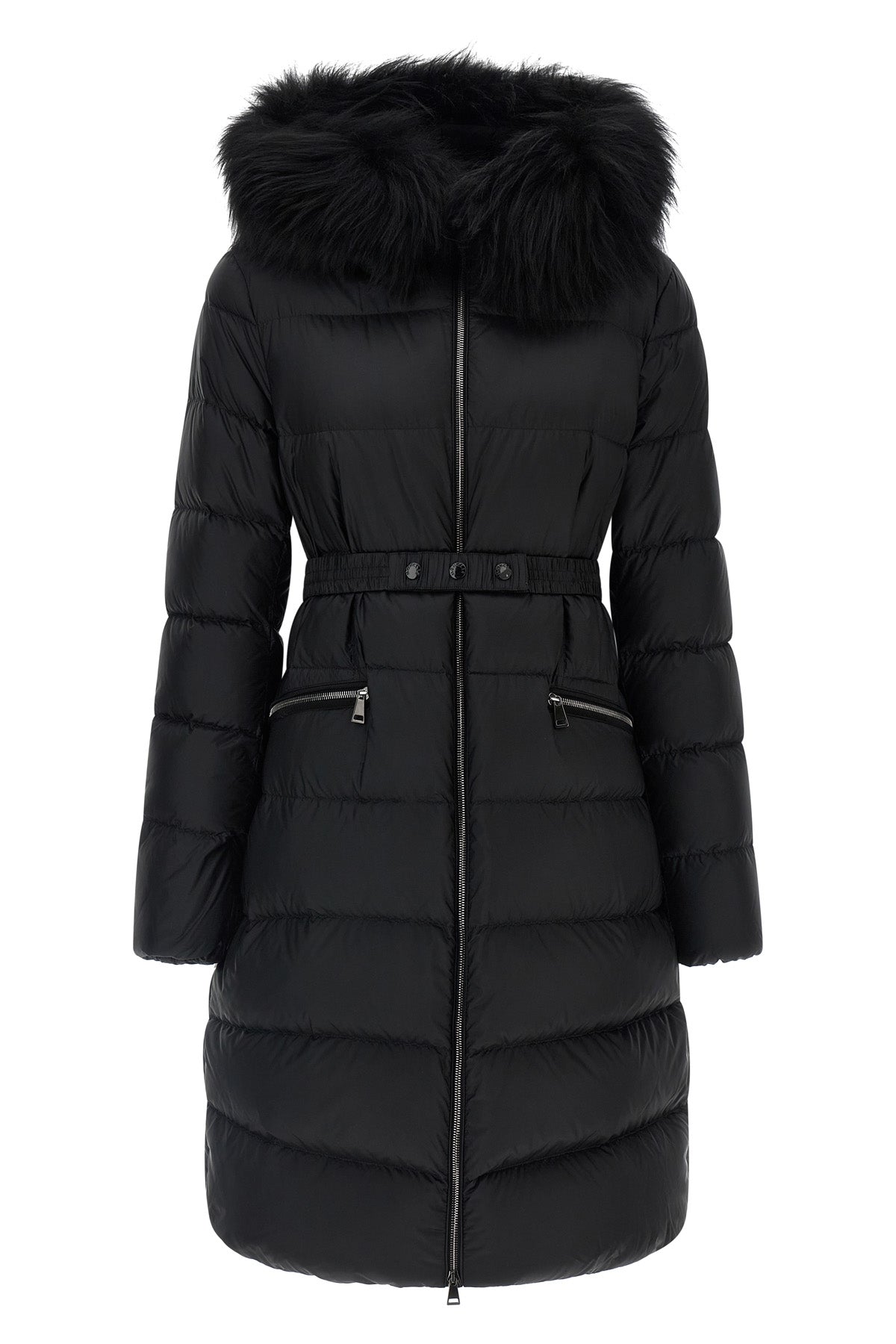 the moncler boedic long down jacket defines a rigorous silhouette through a qu