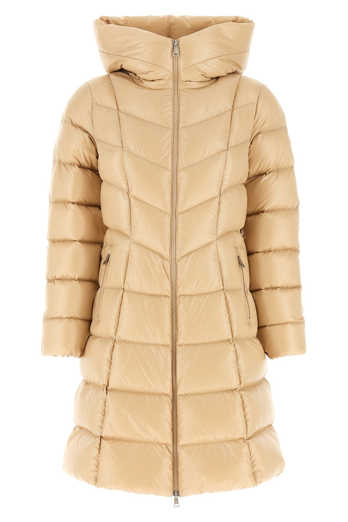 the moncler marusse down jacket redefines the volumes of outerwear through a rig