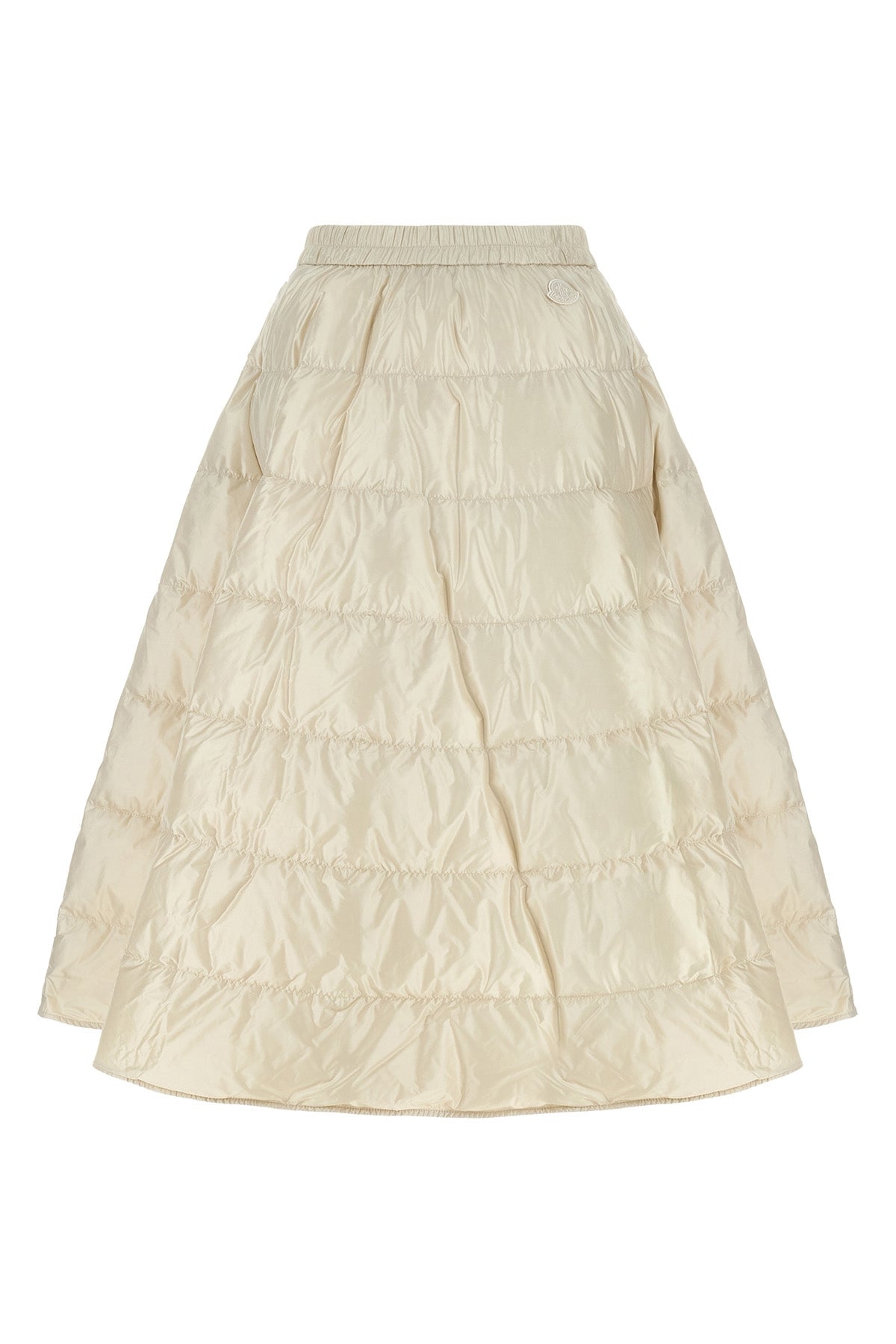 the moncler midi skirt defines a hyper-feminine silhouette through an a-shaped c
