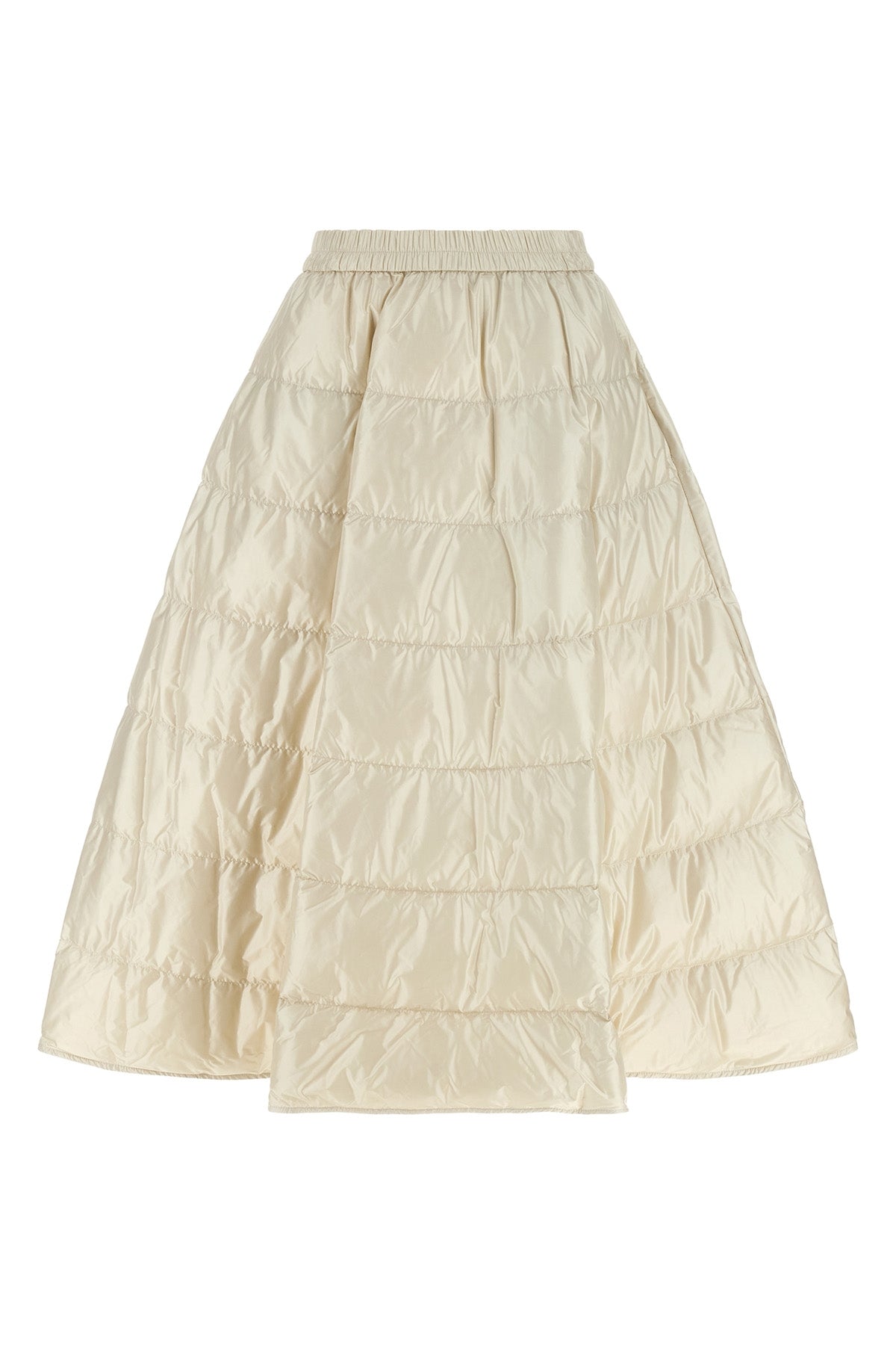 the moncler midi skirt defines a hyper-feminine silhouette through an a-shaped c