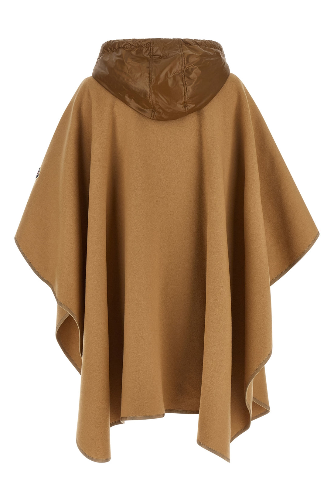 MONCLER OS the moncler virgin wool blend cape is distinguished by a draped silhouette and m