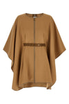 the moncler virgin wool blend cape is distinguished by a draped silhouette and m
