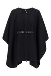 the dark blue moncler cape in virgin wool blend