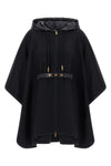 the dark blue moncler cape in virgin wool blend