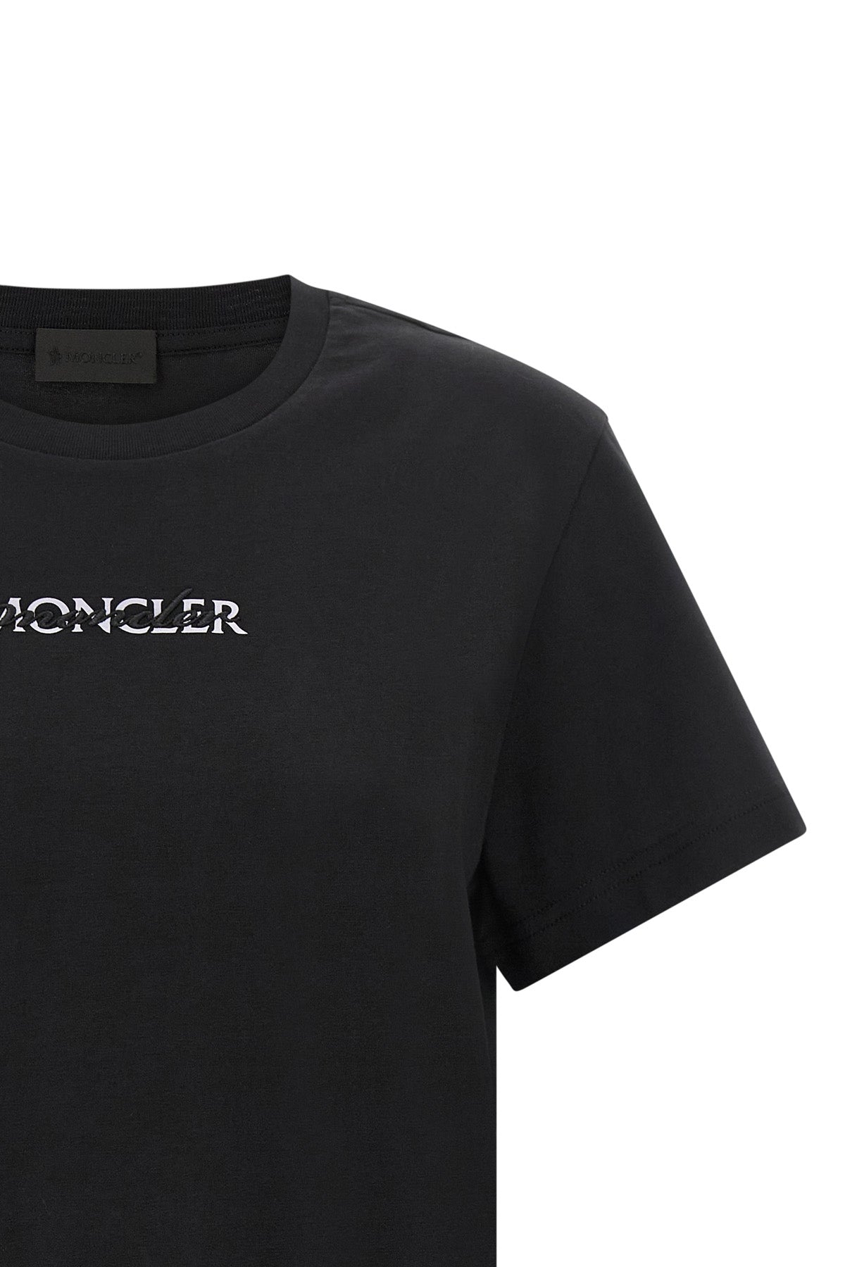 the moncler womens t-shirt is distinguished by an essential construction in pur