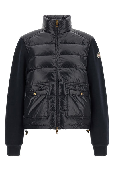 the moncler cardigan in fleece cotton and technical fabric defines a contemporar