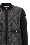 the moncler cardigan in 14 fineness cotton knit and nylon laqué redefines the co